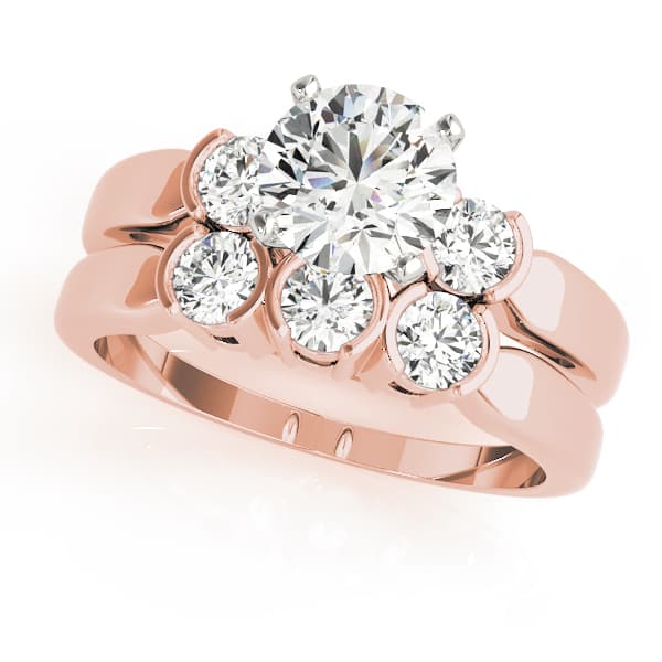 3 Stone Round Engagement Ring, style 83660, On hand view in rose gold