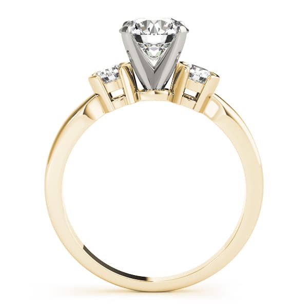 3 Stone Round Engagement Ring, style 83660, Side view in yellow gold