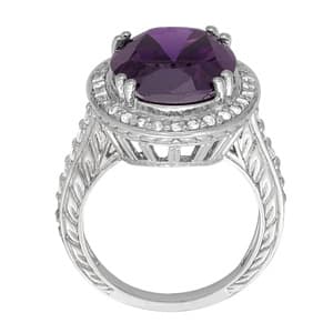 Oval Gemstone Ring (5/8 ct. tw.), Side view in white gold or platinum
