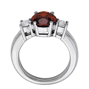 Oval Gemstone Ring (1/2 ct. tw.), Side view in white gold or platinum