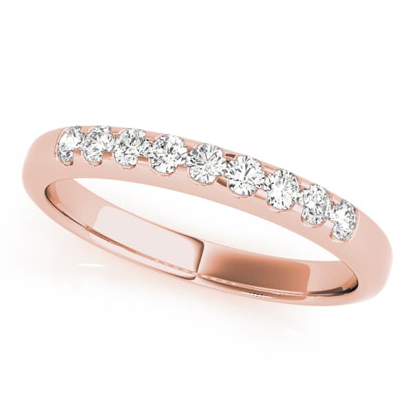 Straight Shared Prong Wedding Band (2 ct. tw.), Front view in rose gold