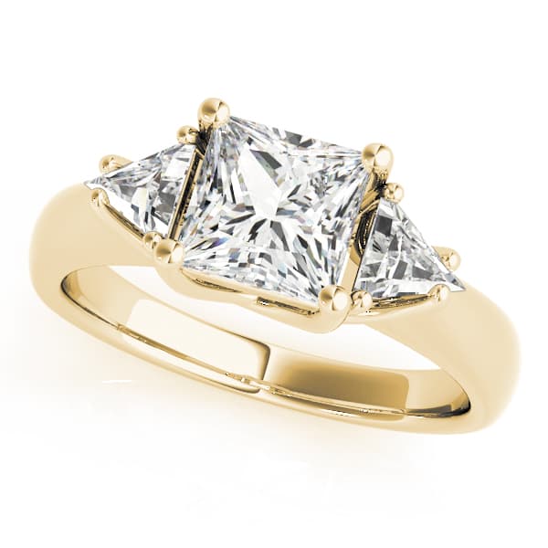3-Stone Princess-Cut Trellis Engagement Ring, style 83667, Front view in yellow gold