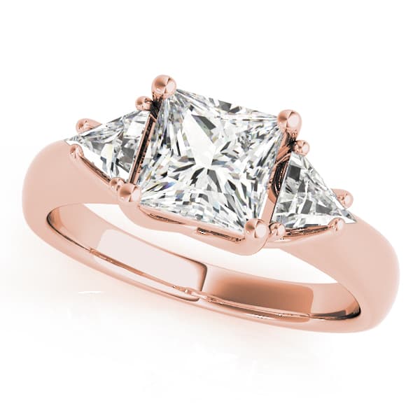 3-Stone Princess-Cut Trellis Engagement Ring, style 83667, Front view in rose gold