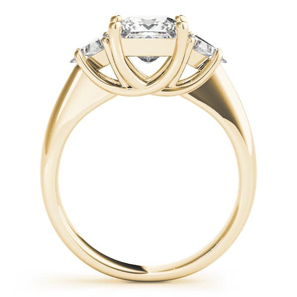 3-Stone Princess-Cut Trellis Engagement Ring, style 83667, Side view in yellow gold