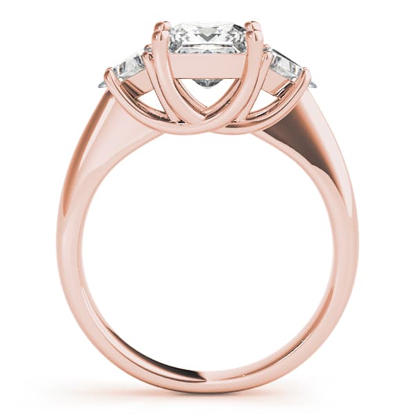 3-Stone Princess-Cut Trellis Engagement Ring, style 83667, Side view in rose gold