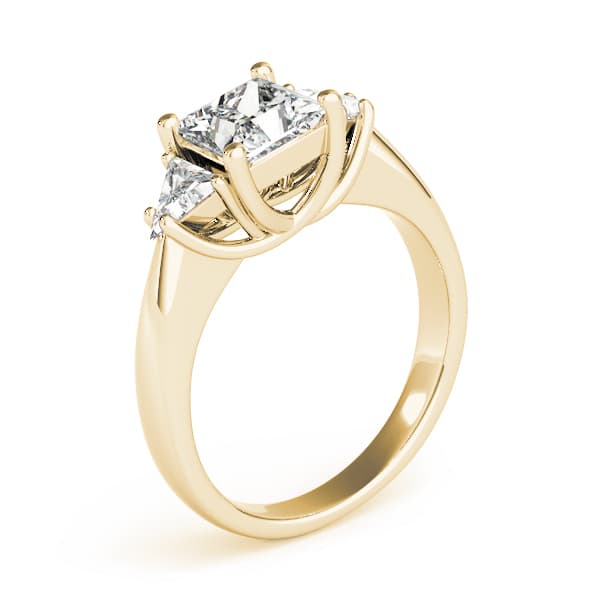 3-Stone Princess-Cut Trellis Engagement Ring, style 83667, Top view in yellow gold
