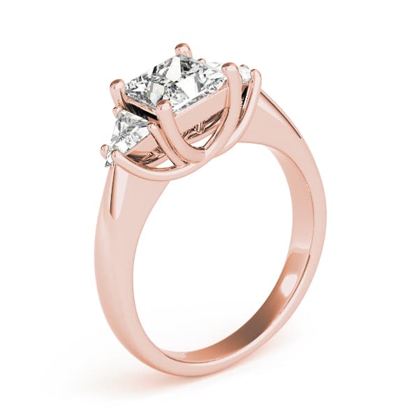 3-Stone Princess-Cut Trellis Engagement Ring, style 83667, Top view in rose gold