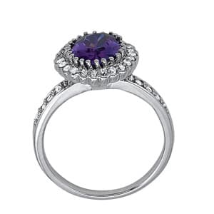 Oval Gemstone Ring (1/4 ct. tw.), Side view in white gold or platinum