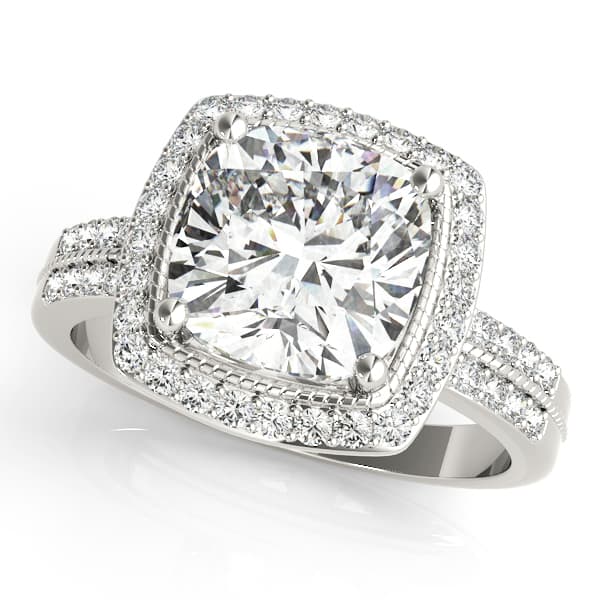 Double Row Cushion Halo Engagement Ring — style 83672 in 10k White Gold