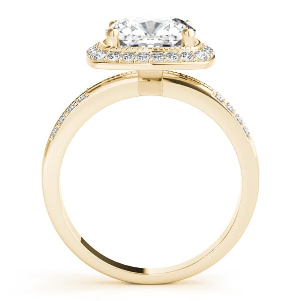 Double Row Cushion Halo Engagement Ring, style 83672, Side view in yellow gold