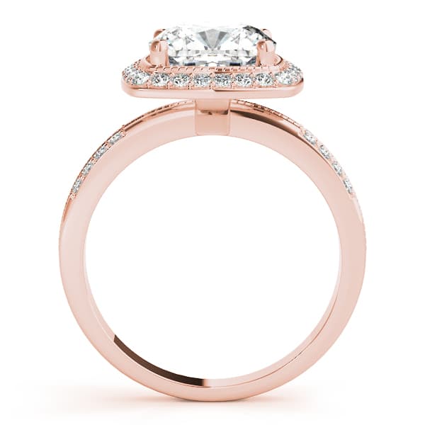 Double Row Cushion Halo Engagement Ring, style 83672, Side view in rose gold