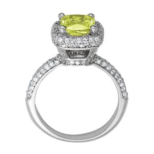 Princess & Cushion Gemstone Ring (0.78 ct. tw.), Side view in white gold or platinum