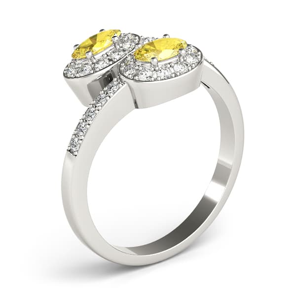 Oval Gemstone Ring (0.22 ct. tw.), Angle view in white gold or platinum