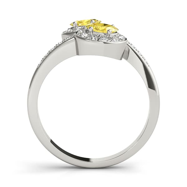 Oval Gemstone Ring (0.22 ct. tw.), Side view in white gold or platinum