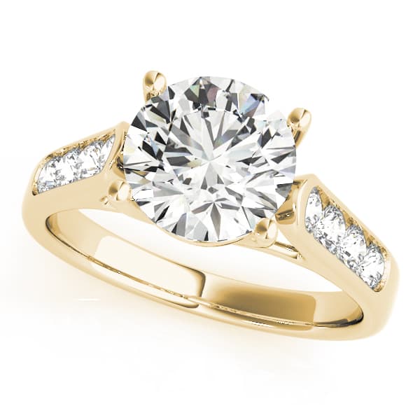 Channel Set Trellis Engagement Ring, style 83686, Front view in yellow gold