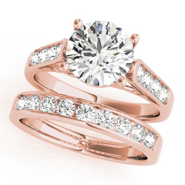 Channel Set Trellis Engagement Ring, style 83686, On hand view in rose gold