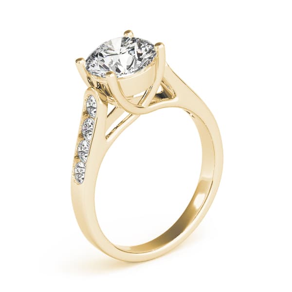 Channel Set Trellis Engagement Ring, style 83686, Top view in yellow gold