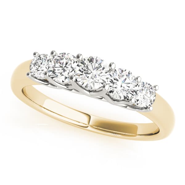 Prong Set Trellis Wedding Band (5/8 ct. tw.), Front view in yellow gold