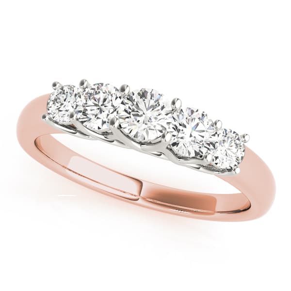 Prong Set Trellis Wedding Band (1/3 ct. tw.), Front view in rose gold