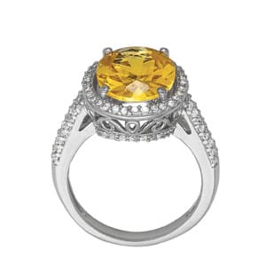 Oval Gemstone Ring (0.44 ct. tw.), Side view in white gold or platinum