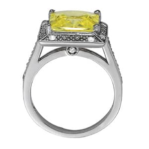 Princess & Cushion Gemstone Ring (1/8 ct. tw.), Side view in white gold or platinum