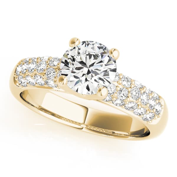 Multi-Row Pavé Set Engagement Ring, style 83702, Front view in yellow gold