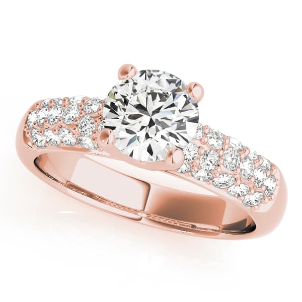 Multi-Row Pavé Set Engagement Ring, style 83702, Front view in rose gold