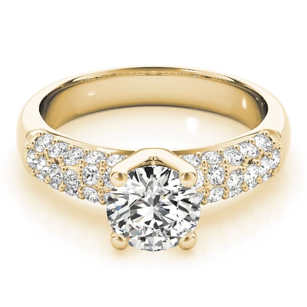 Multi-Row Pavé Set Engagement Ring, style 83702, On hand view in yellow gold