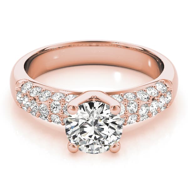Multi-Row Pavé Set Engagement Ring, style 83702, On hand view in rose gold