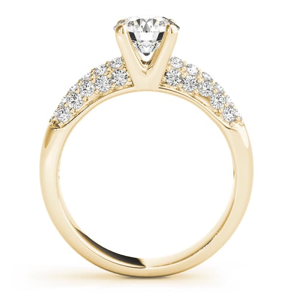 Multi-Row Pavé Set Engagement Ring, style 83702, Side view in yellow gold