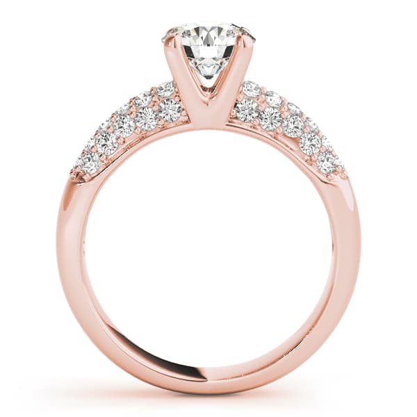 Multi-Row Pavé Set Engagement Ring, style 83702, Side view in rose gold