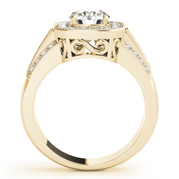 Halo Round Engagement Ring, style 83713, Side view in yellow gold