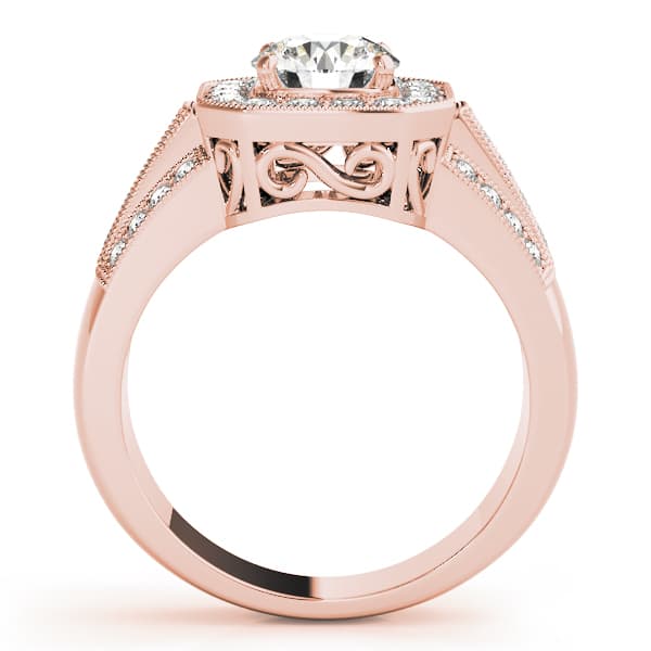 Halo Round Engagement Ring, style 83713, Side view in rose gold