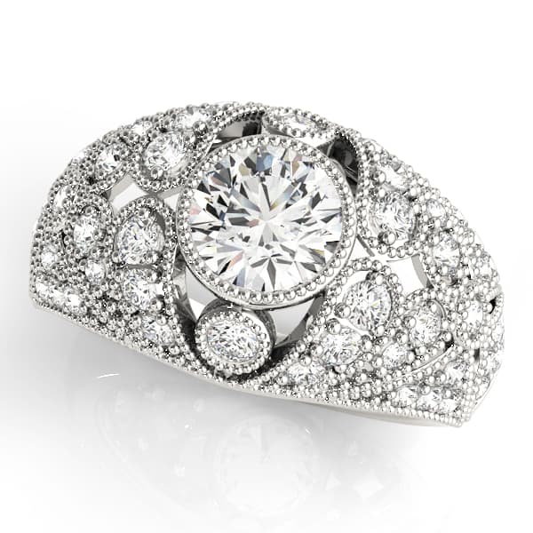 Antique Style Milgrain Engagement Ring — style 83714 in 10k White Gold