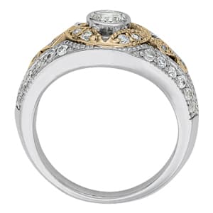Diamond Fashion Right Hand Rings (0.71 ct. tw.), Side view in white gold or platinum