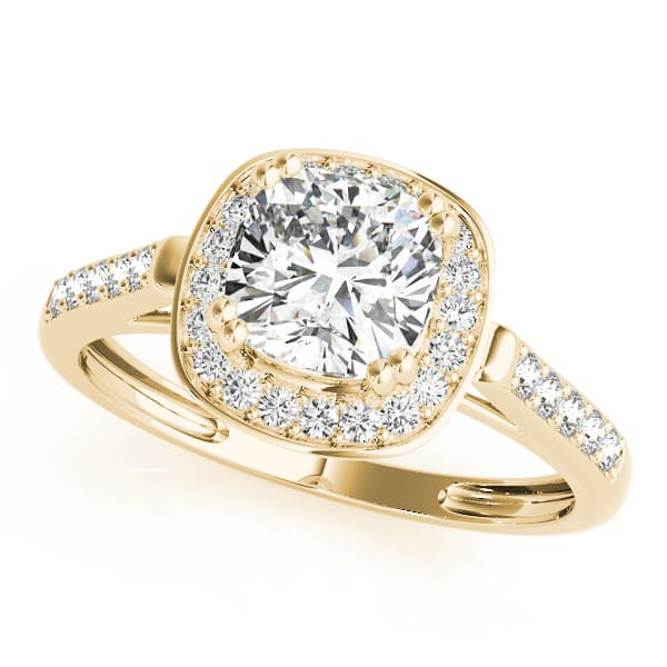 Princess & Cushion Gemstone Ring, style 83717, Front view in yellow gold