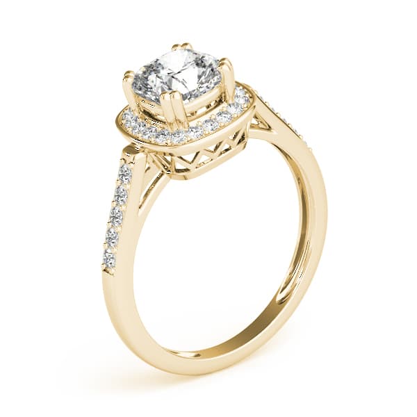 Princess & Cushion Gemstone Ring, style 83717, Angle view in yellow gold