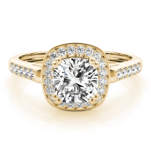 Princess & Cushion Gemstone Ring, style 83717, On hand view in yellow gold