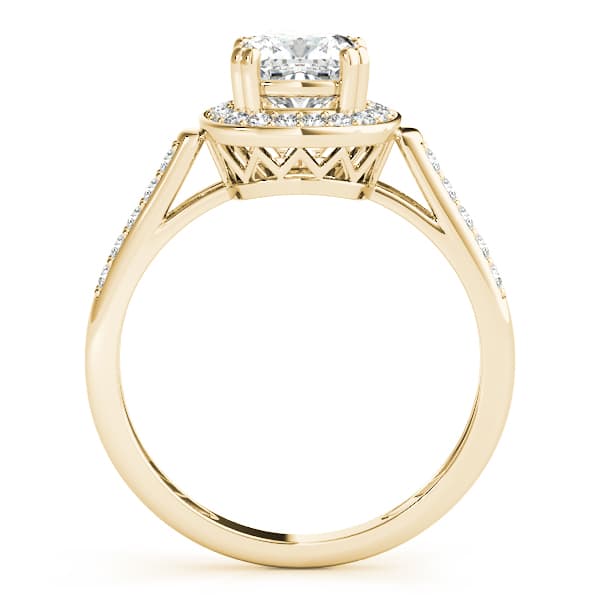 Princess & Cushion Gemstone Ring, style 83717, Side view in yellow gold