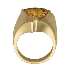 Trillion Gemstone Ring, Side view in white gold or platinum