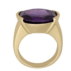 Oval Shaped Color Rings, Side view in white gold or platinum
