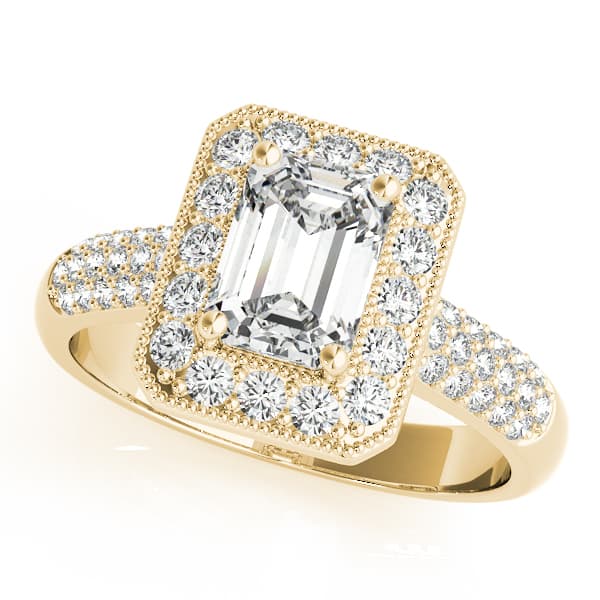 Emerald Gemstone Ring, style 83725, Front view in yellow gold
