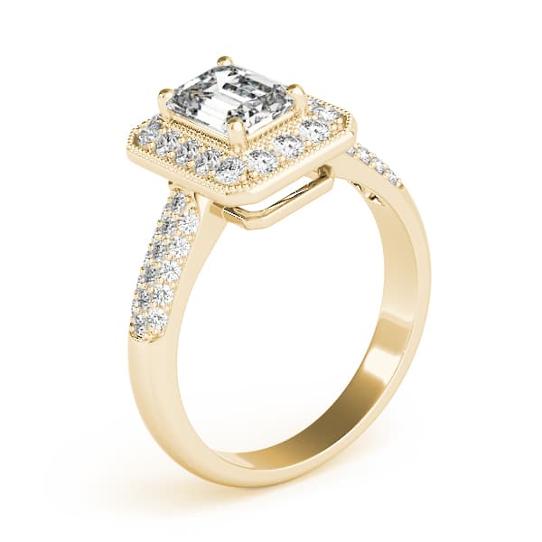 Emerald Gemstone Ring, style 83725, Angle view in yellow gold