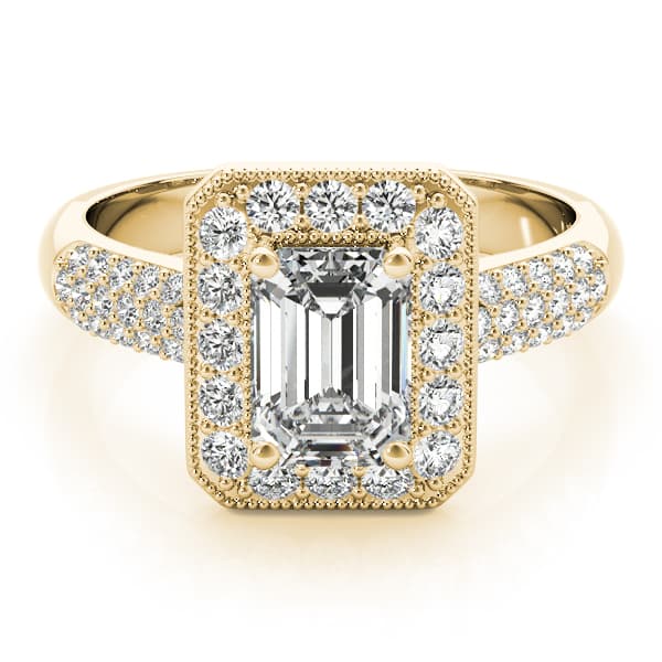 Emerald Gemstone Ring, style 83725, On hand view in yellow gold