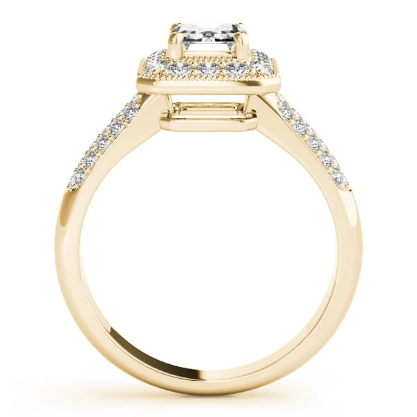 Emerald Gemstone Ring, style 83725, Side view in yellow gold