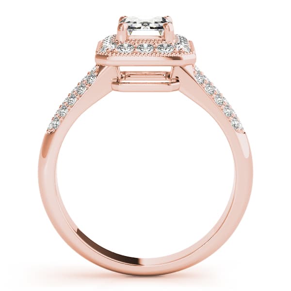 Emerald Gemstone Ring, style 83725, Side view in rose gold