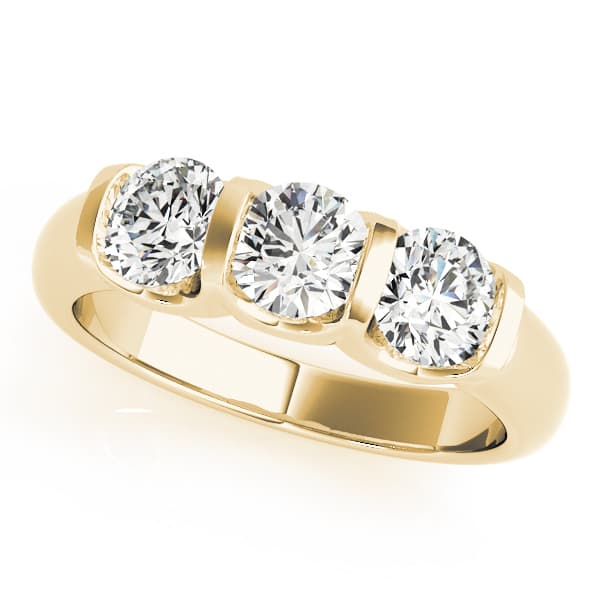 3-Stone U-Prong Engagement Ring, style 83726, Front view in yellow gold