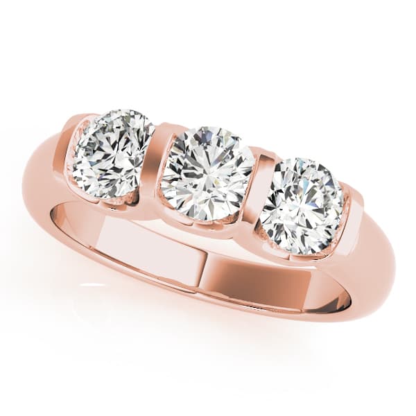 3-Stone U-Prong Engagement Ring, style 83726, Front view in rose gold