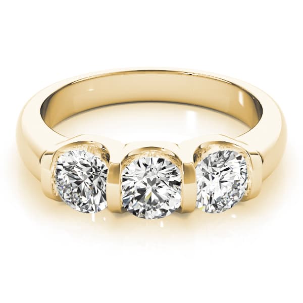 3-Stone U-Prong Engagement Ring, style 83726, On hand view in yellow gold