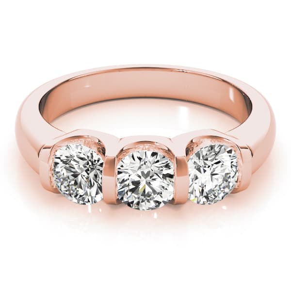 3-Stone U-Prong Engagement Ring, style 83726, On hand view in rose gold